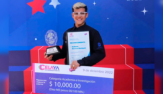 Galardonan a estudiante del TecNM Celaya con el Premio Municipal de la Juventud 